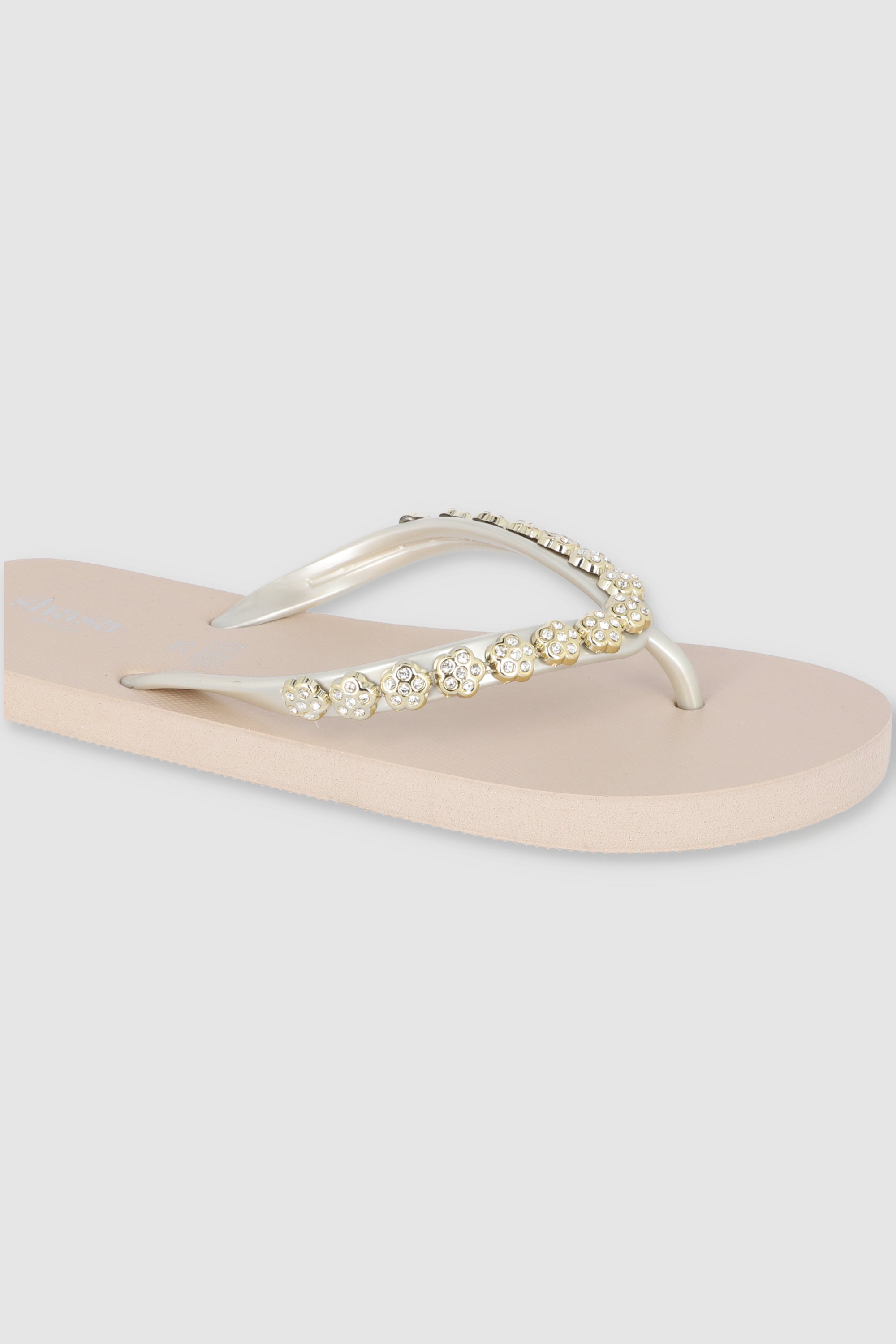 Flip Flops Chinela Flor Brillos TAUPE