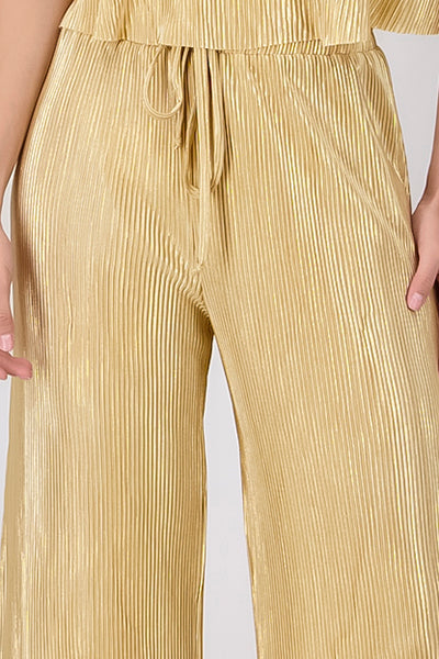 Pantalón Recto Plisado Elástico ORO