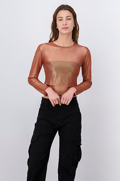 Top mesh metálico brillos