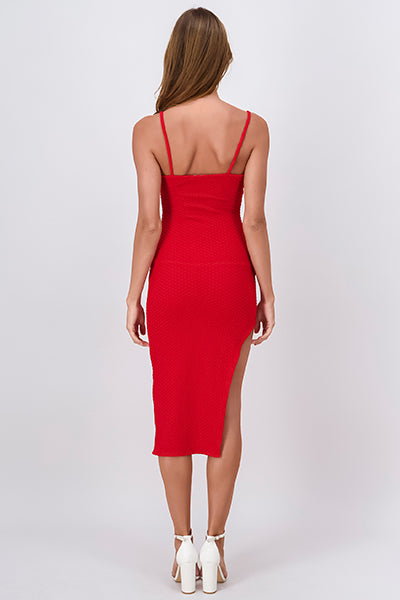 Vestido Midi Bodycon Texturizado ROJO