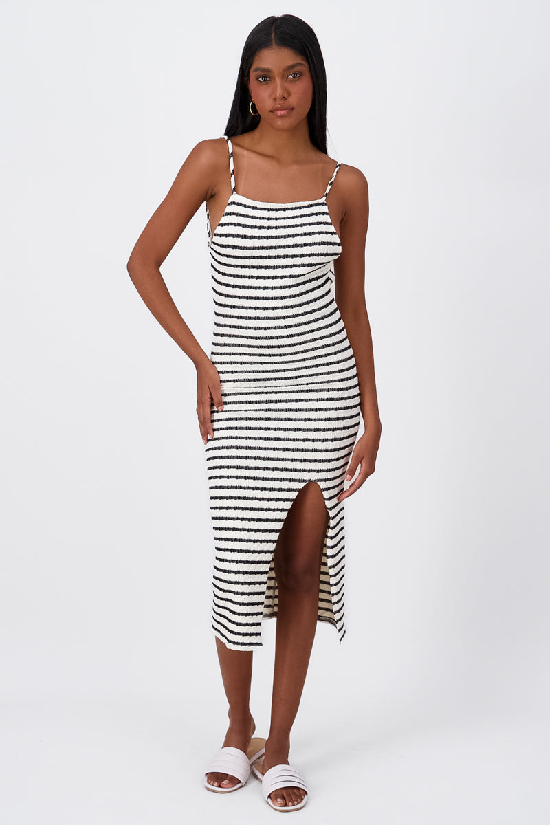 Vestido Midi Halter Rayas