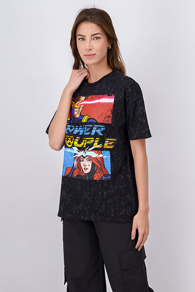 Playera manga corta X-Men Power ACID WASH