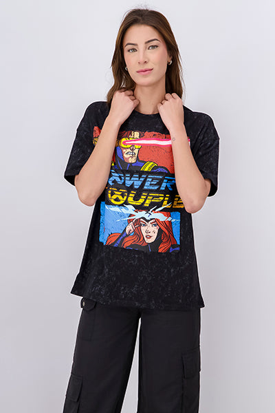 Playera manga corta X-Men Power ACID WASH