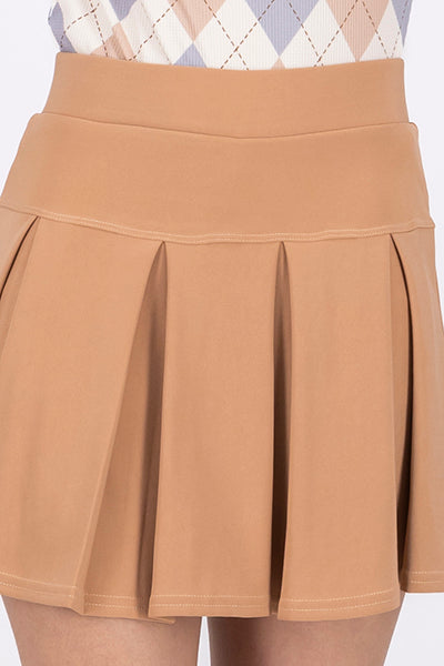 Falda Mini Tableada Doble Pretina NUDE