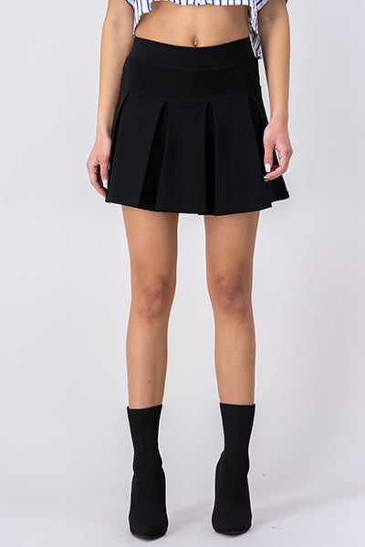 Falda Mini Tableada Doble Pretina NEGRO