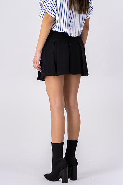 Falda Mini Tableada Doble Pretina NEGRO