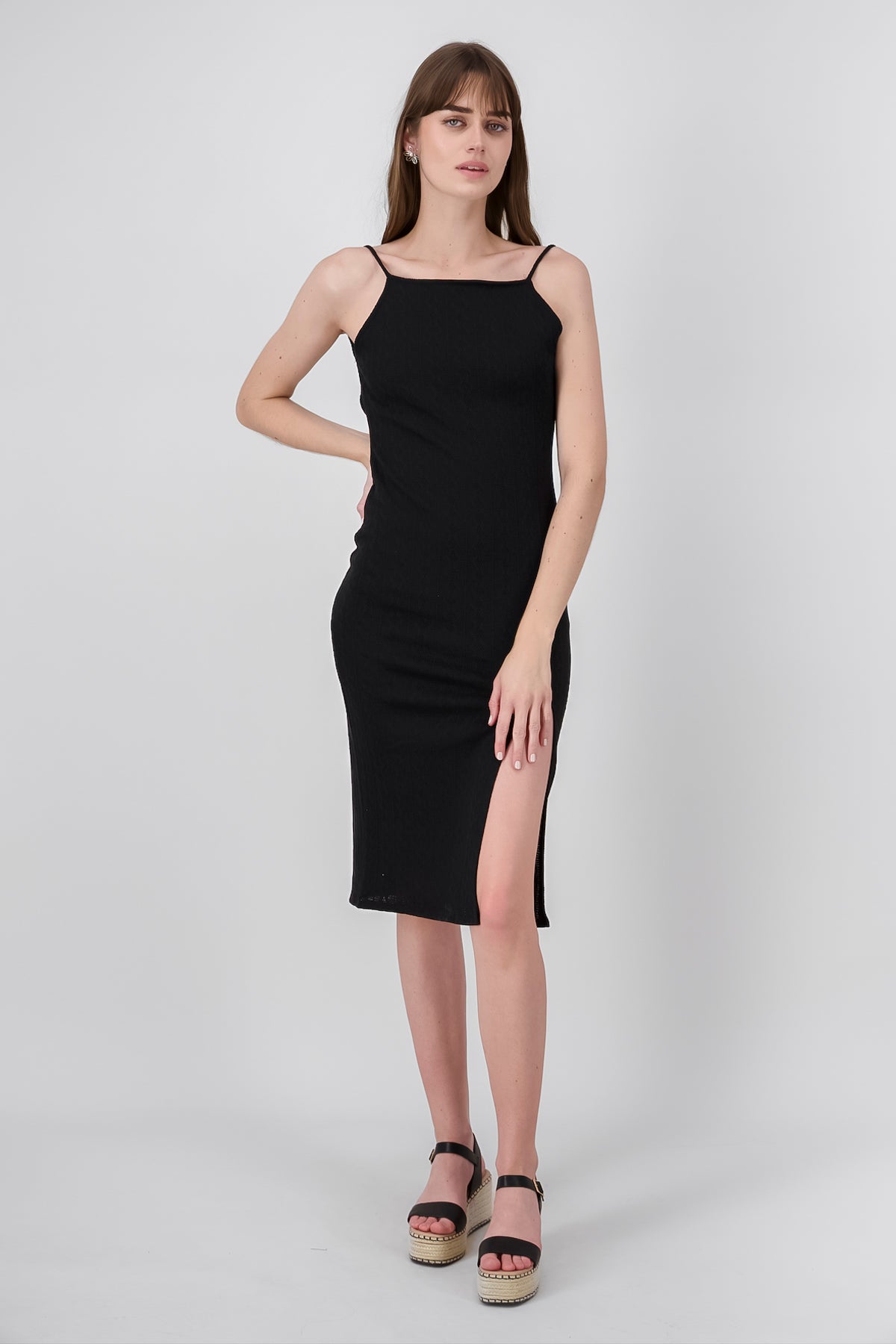 Vestido midi textura entretejida