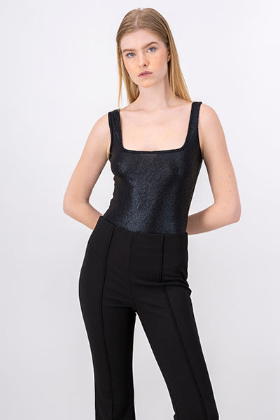 Bodysuit liso textura efecto piel NEGRO