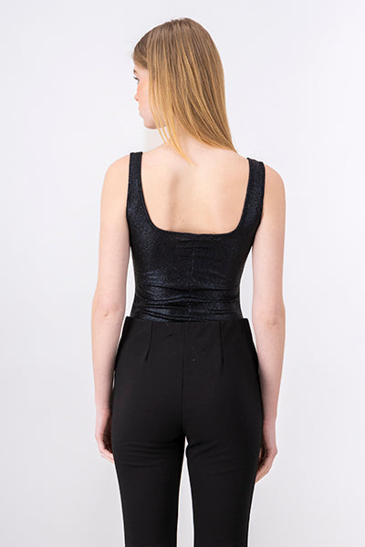 Bodysuit liso textura efecto piel NEGRO