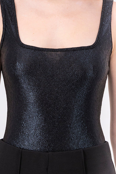 Bodysuit liso textura efecto piel NEGRO