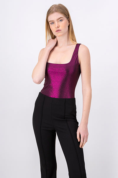 Bodysuit Liso Metálico Brillos ROSA BRILLANTE