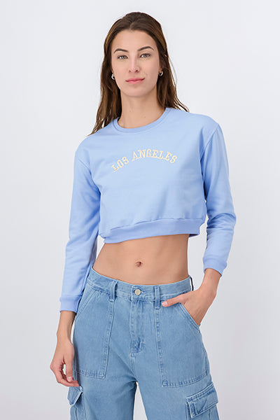 Sudadera crop Los Angeles AZUL CIELO