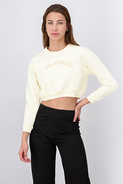 Sudadera crop Los Angeles HUESO COMBO