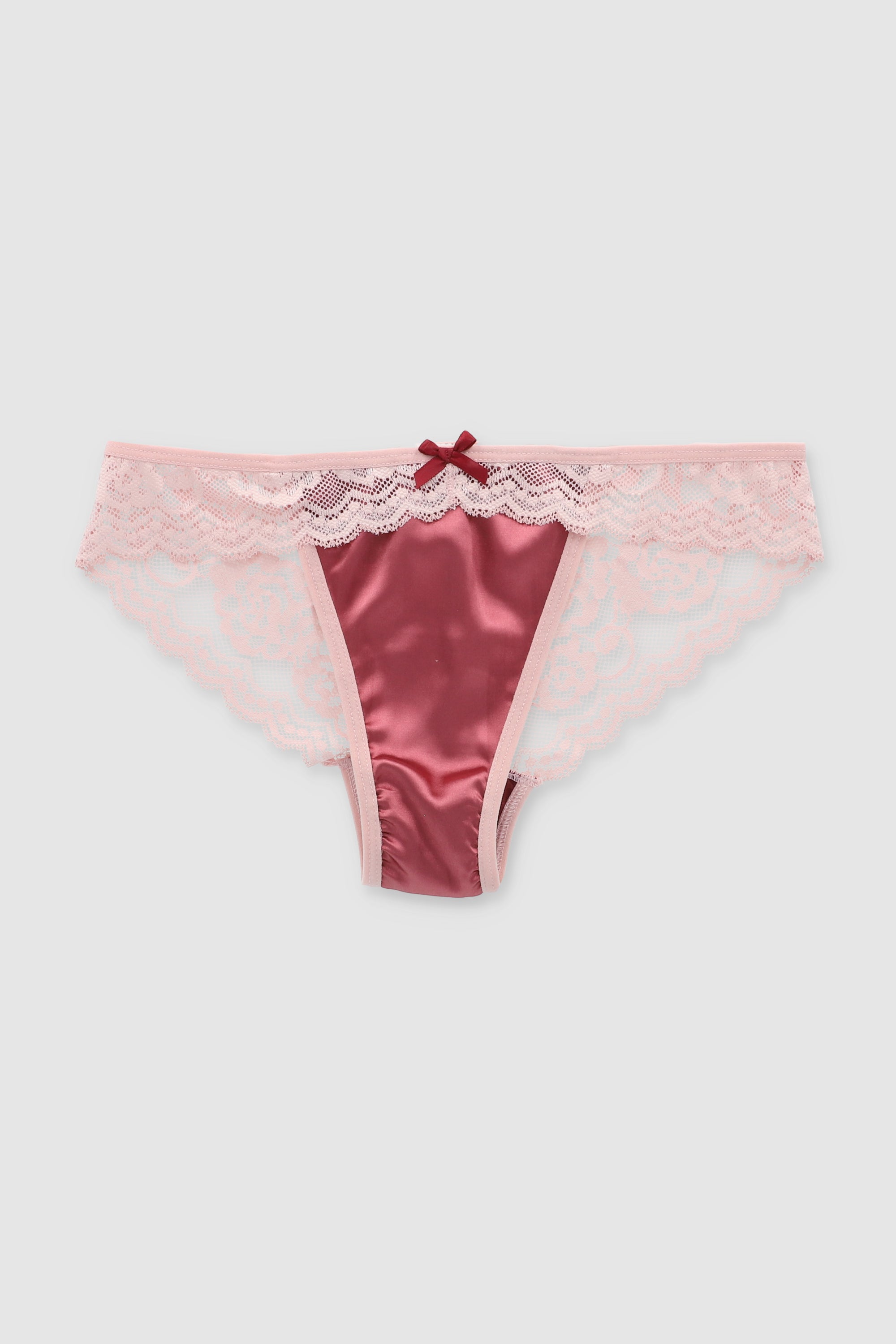 Bikini satin encaje trasero ROSA