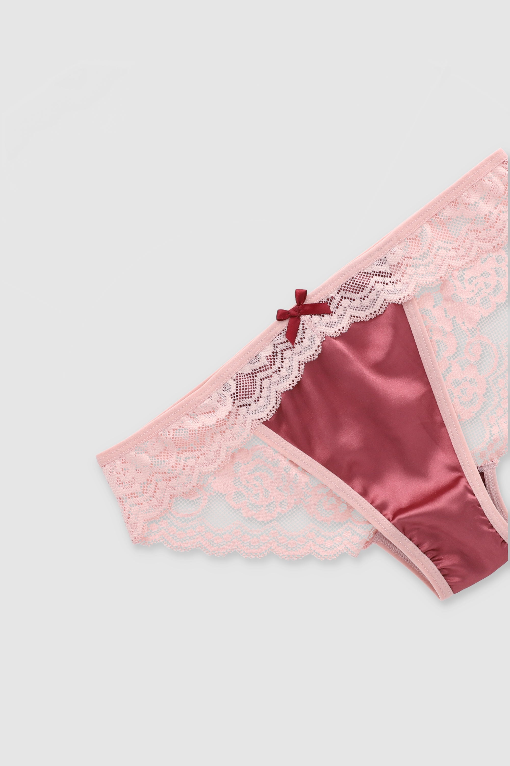 Bikini satin encaje trasero ROSA