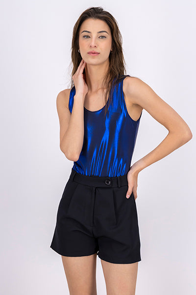 Bodysuit escote redondo metálico