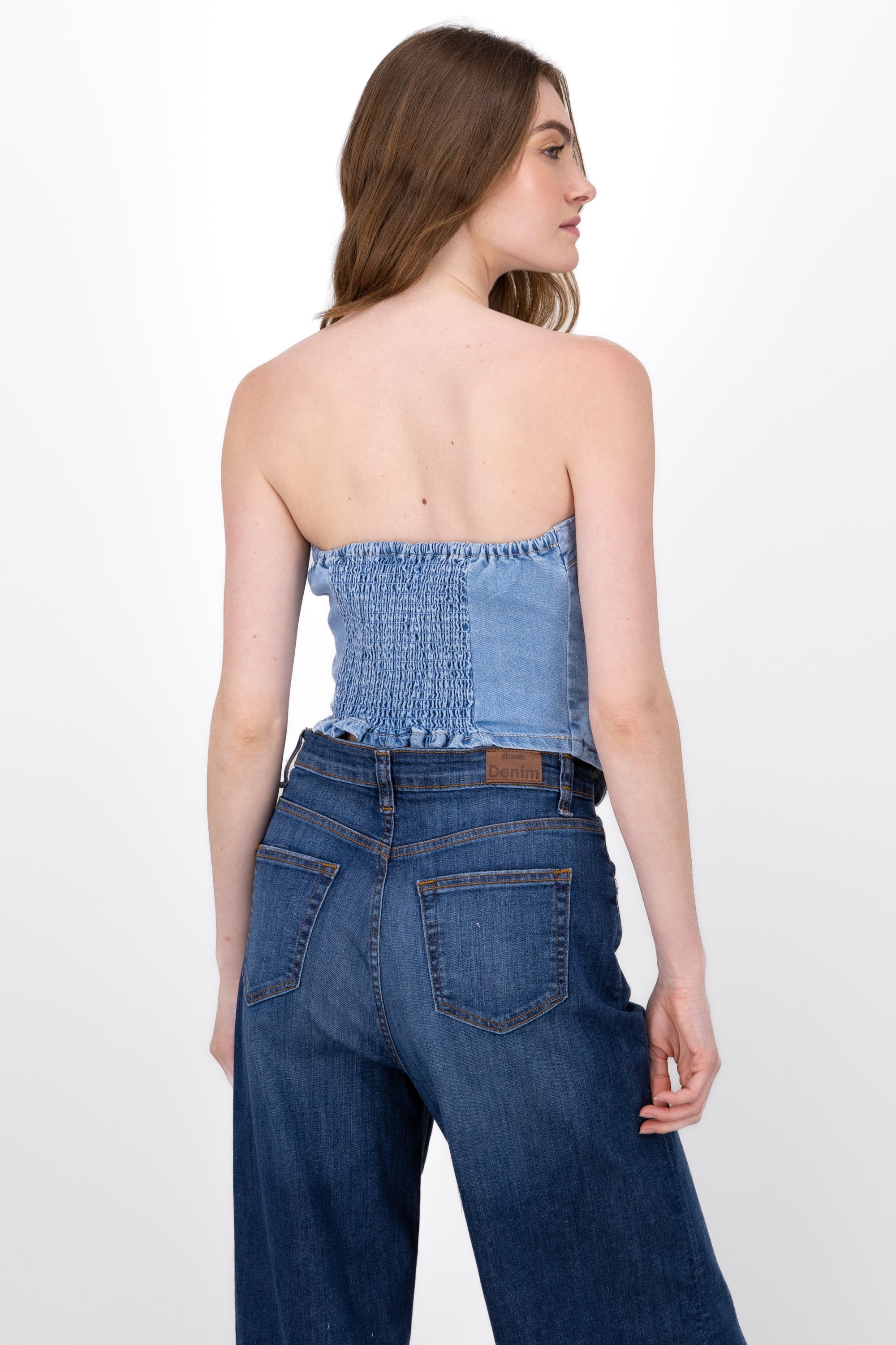 Top Denim Strapless Denim Corto MEDIUM WASH