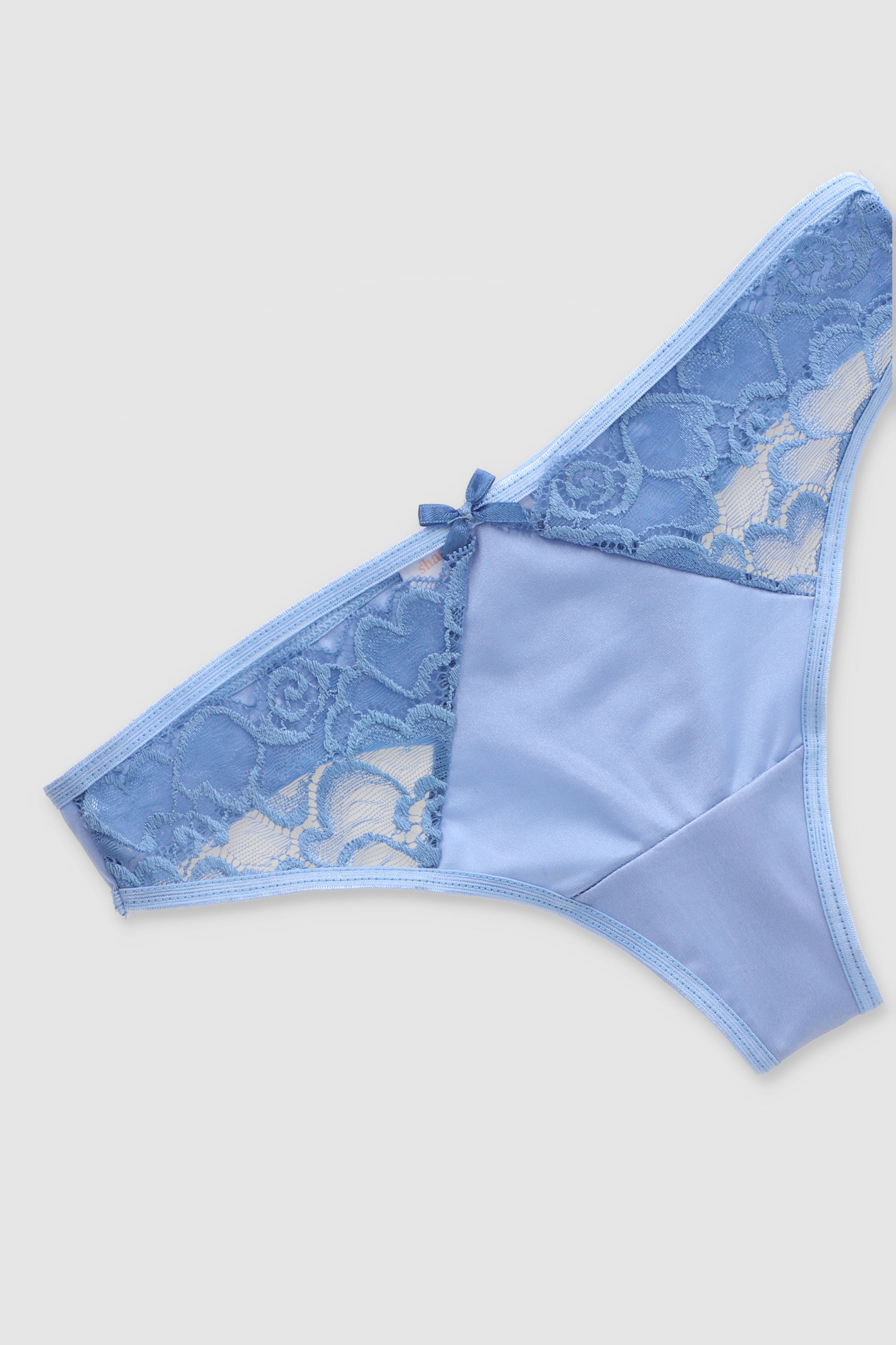 Tanga abertura encaje AZUL