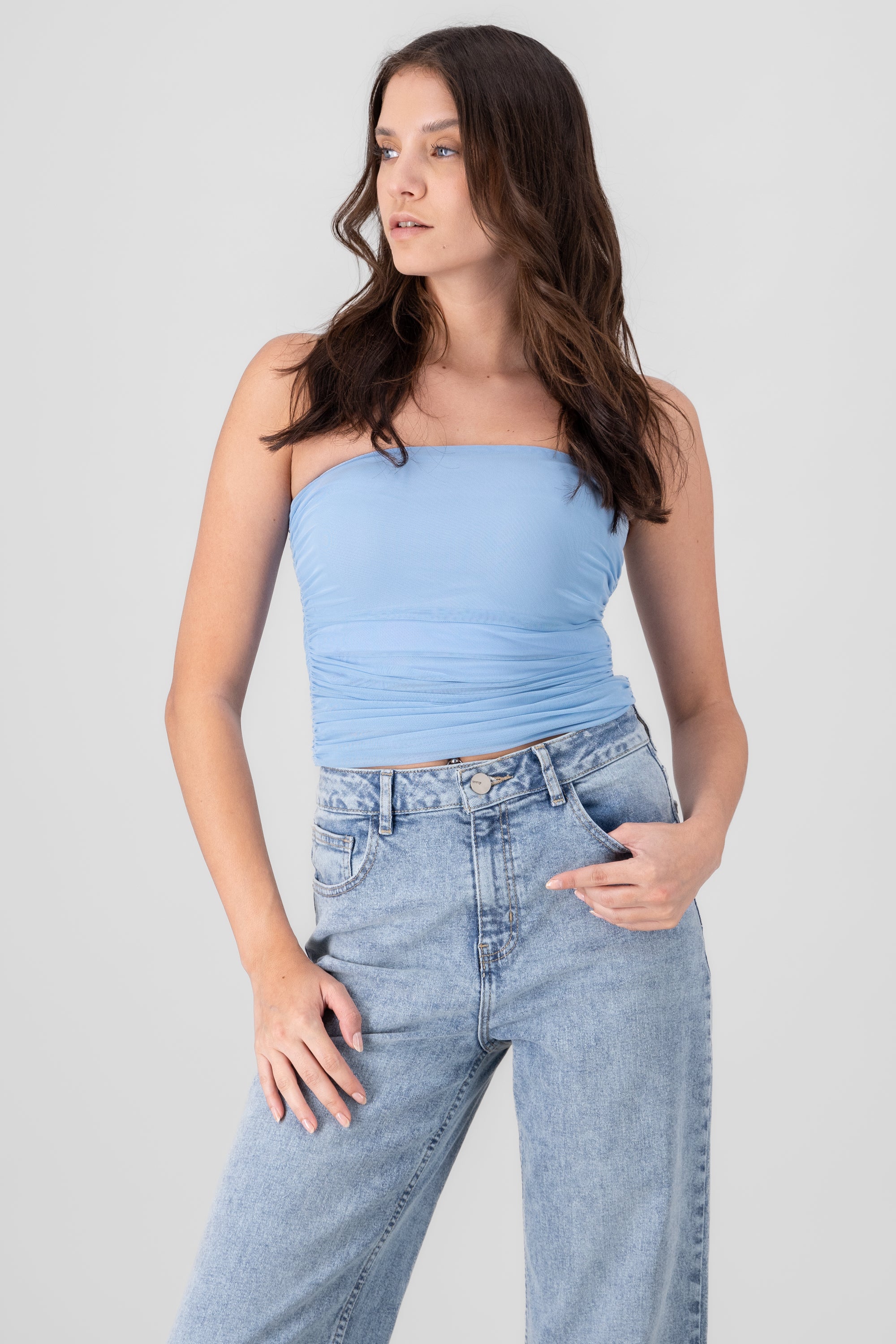 Top Mesh Strapless Mesh