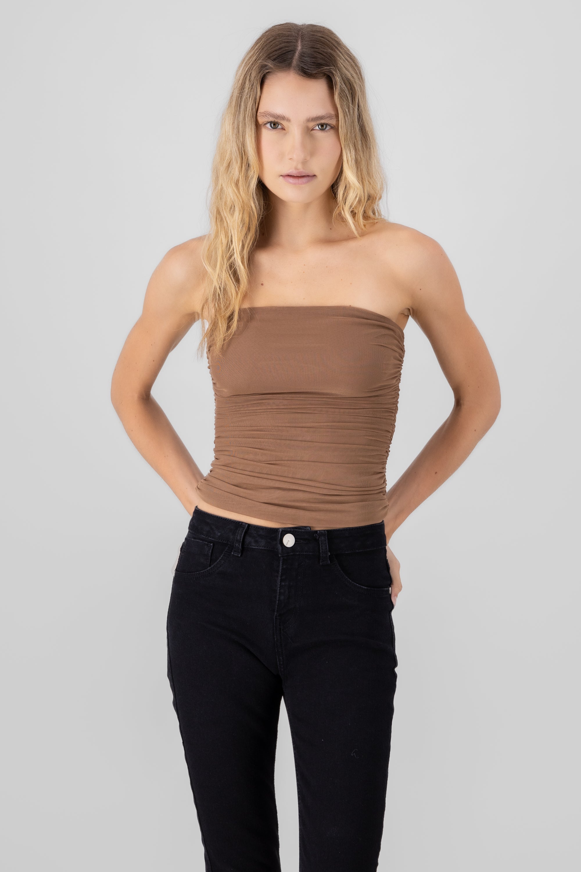 Top Mesh Strapless Mesh CHOCOLATE