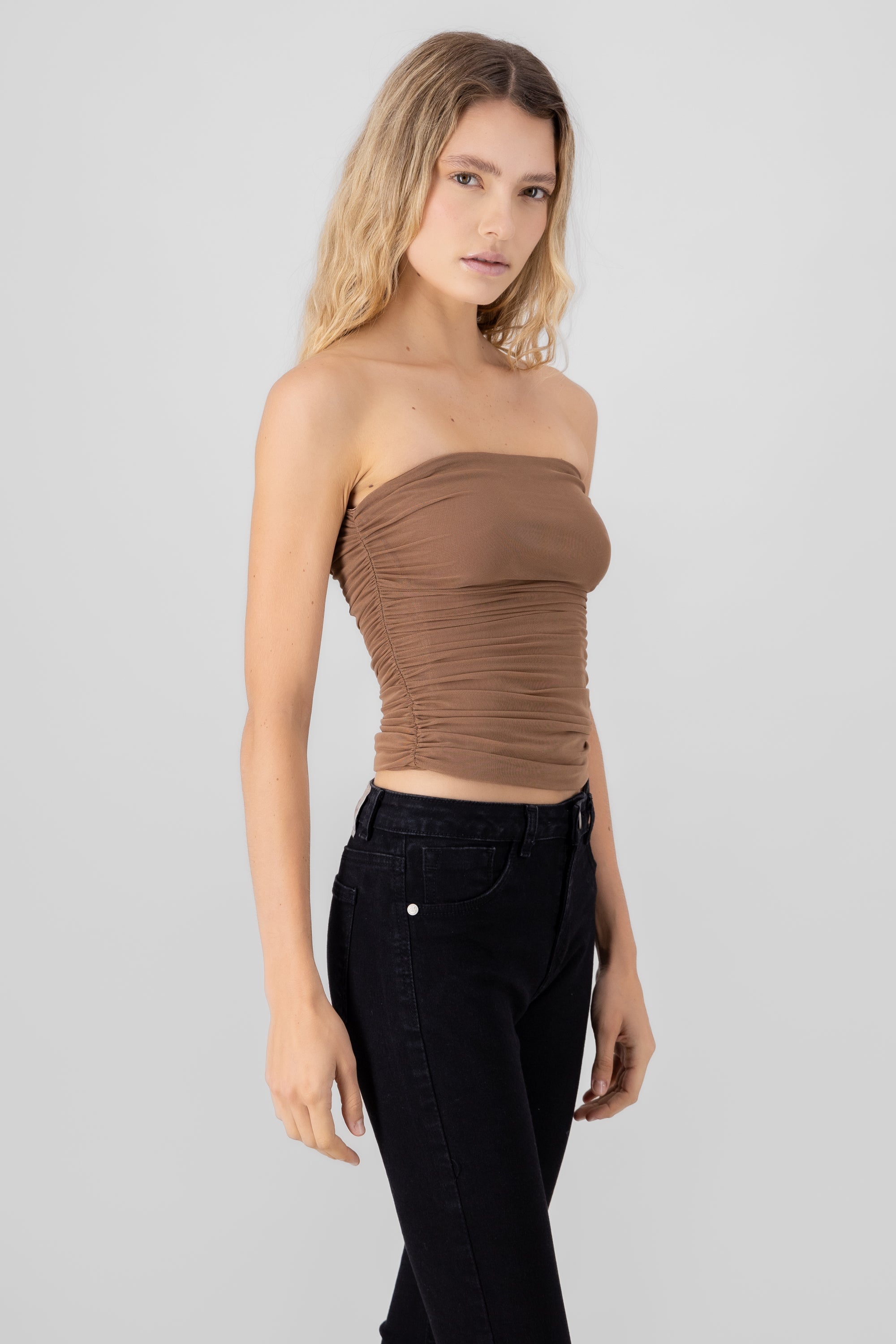 Top Mesh Strapless Mesh CHOCOLATE