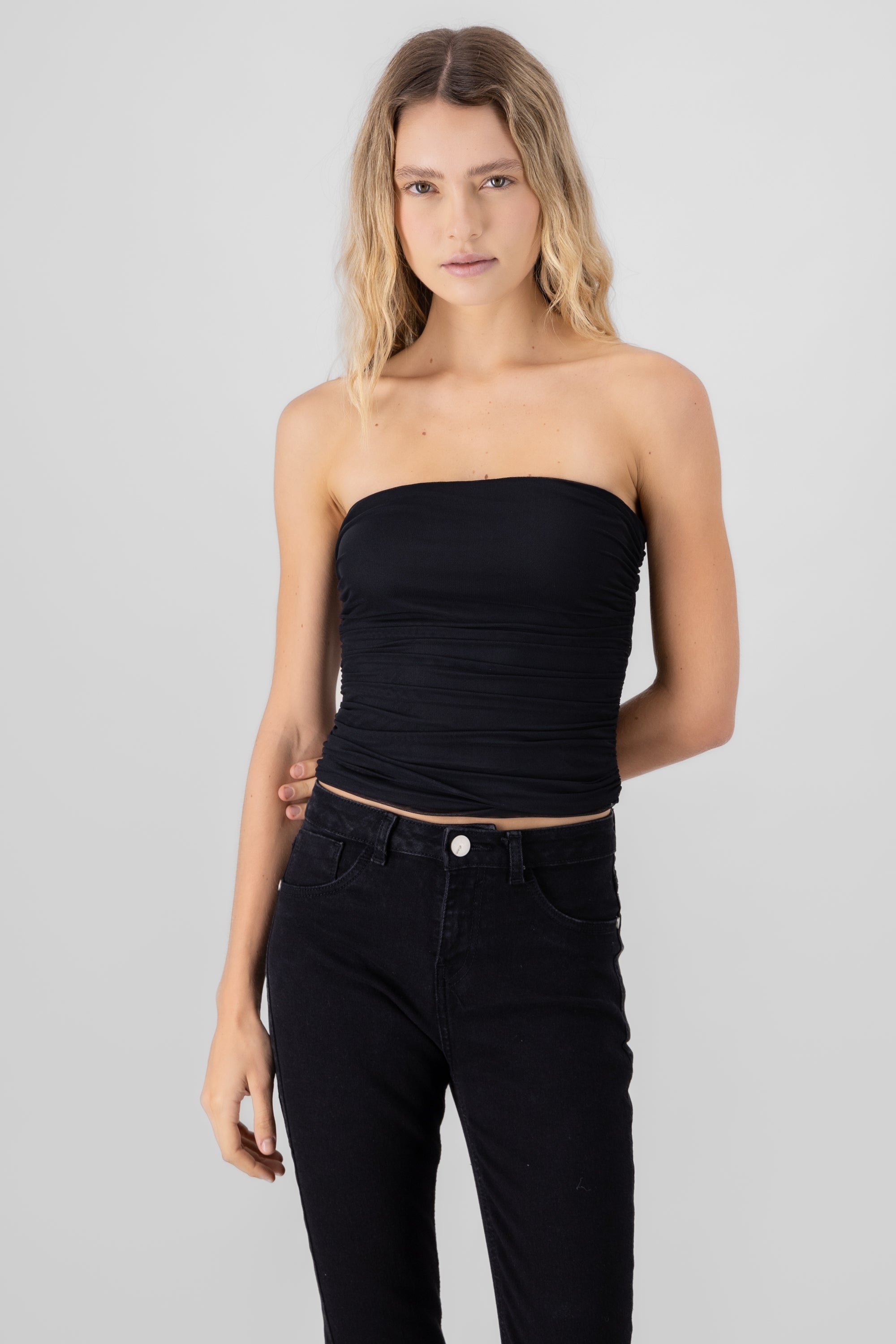 Top Mesh Strapless Mesh NEGRO