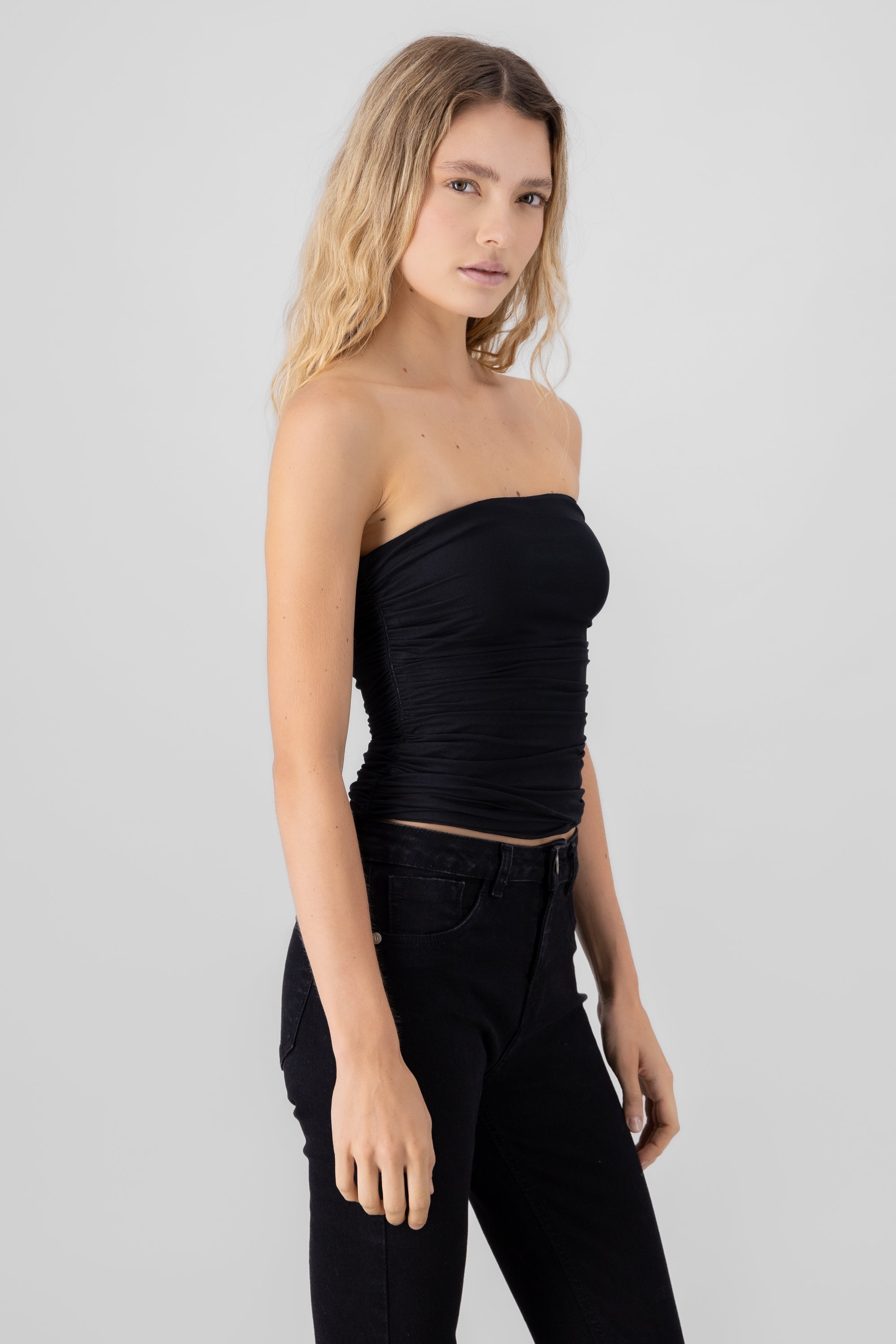 Top Mesh Strapless Mesh NEGRO