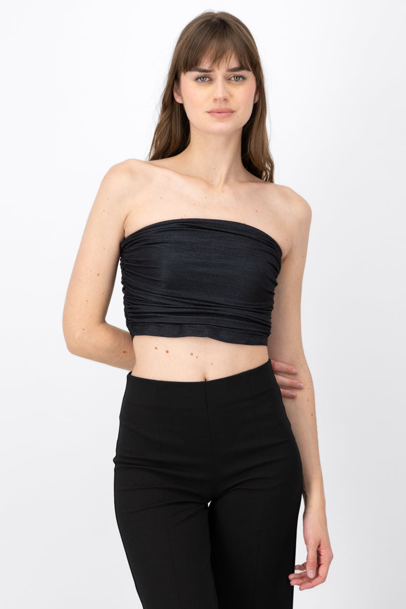 Top Strapless Con  Drapeado NEGRO