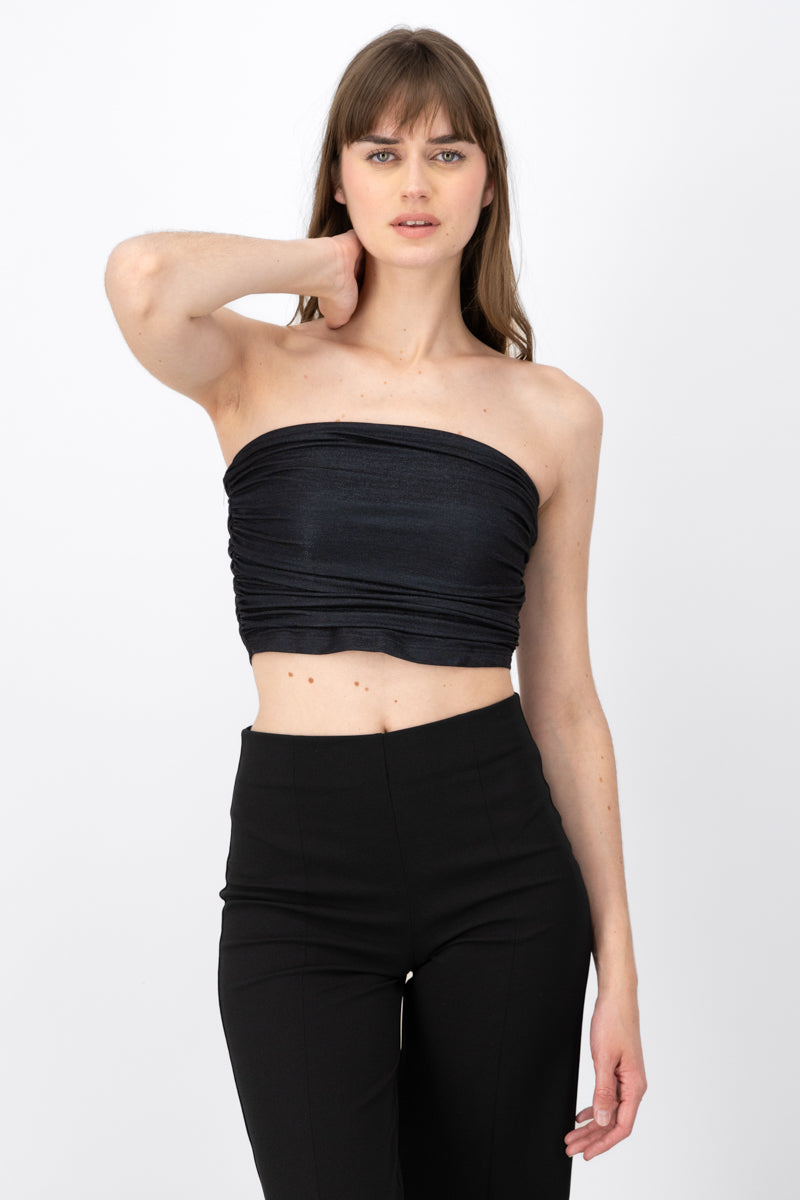 Top Strapless Con  Drapeado NEGRO