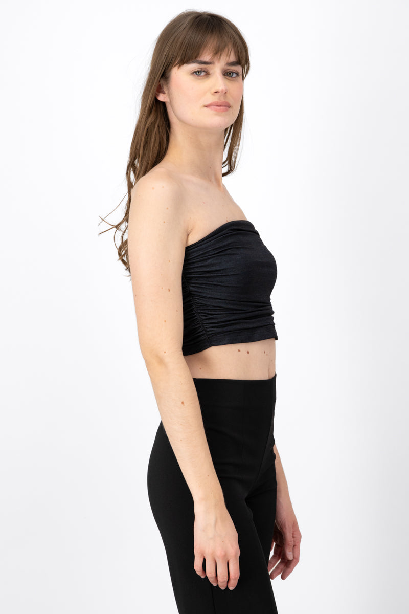 Top Strapless Con  Drapeado NEGRO