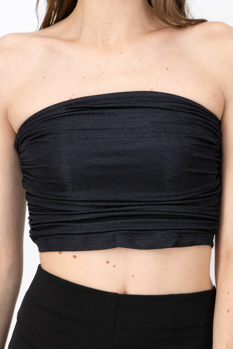 Top Strapless Con  Drapeado NEGRO