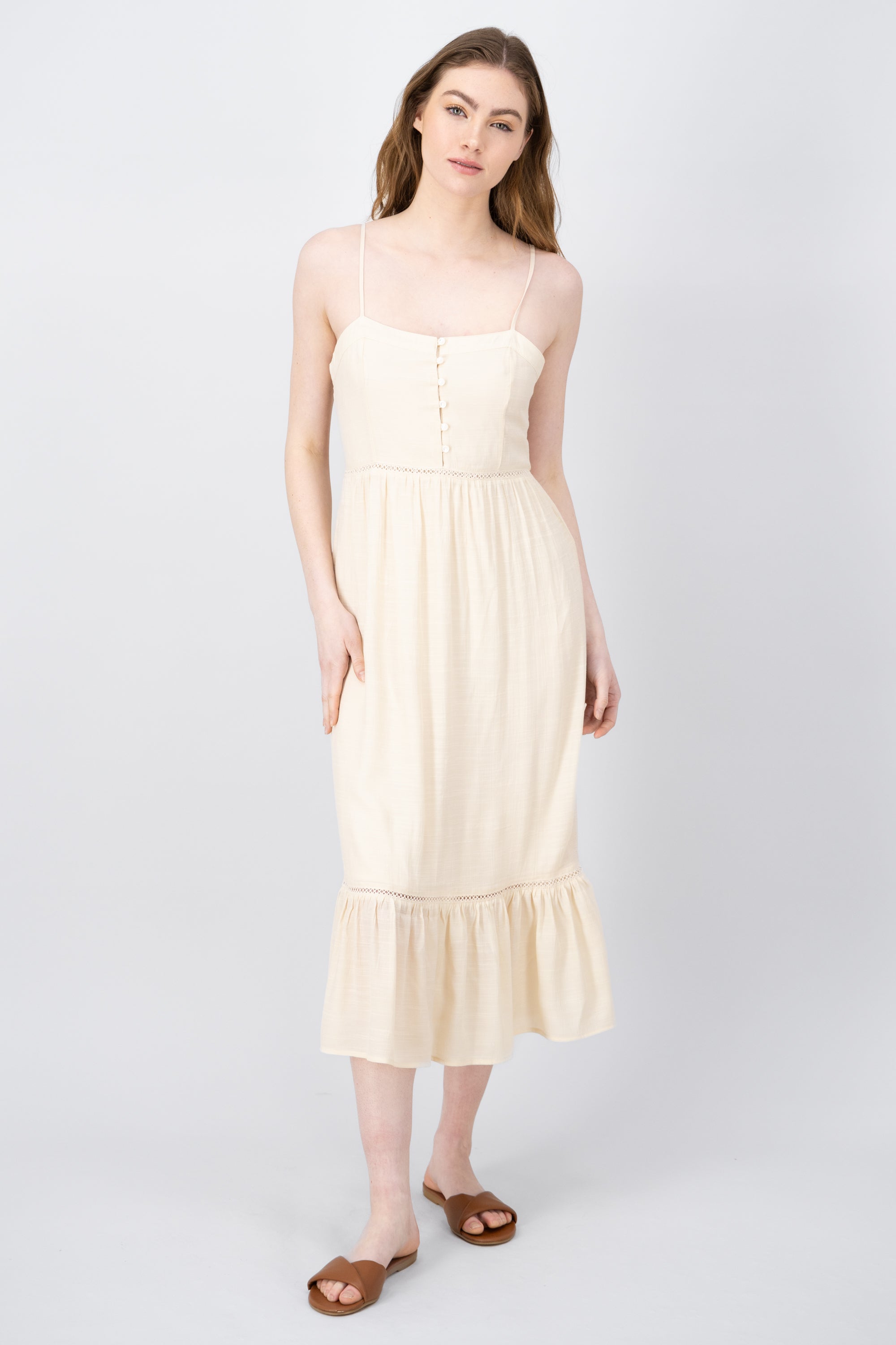 Vestido maxi detalle olan CREMA