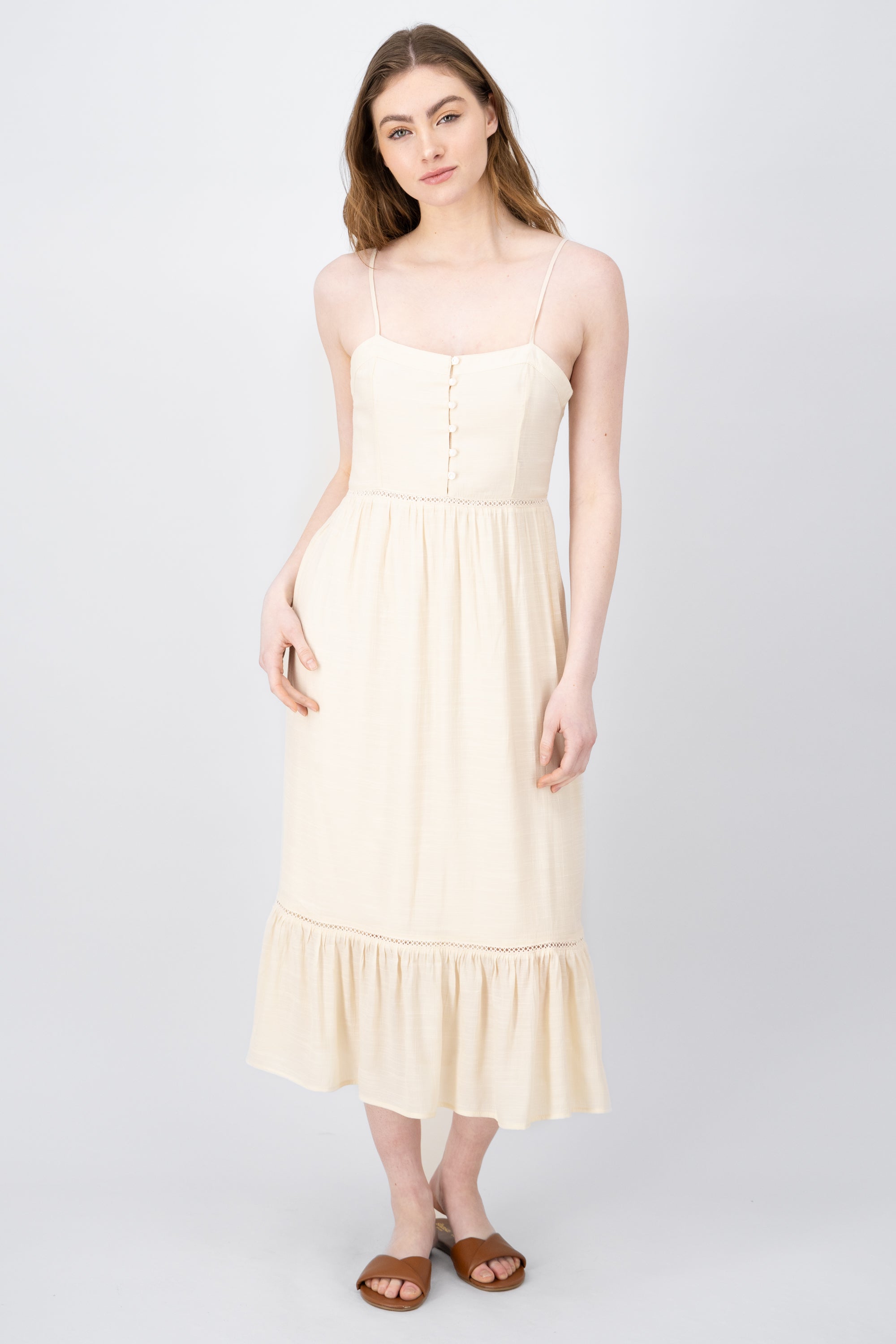 Vestido maxi detalle olan CREMA