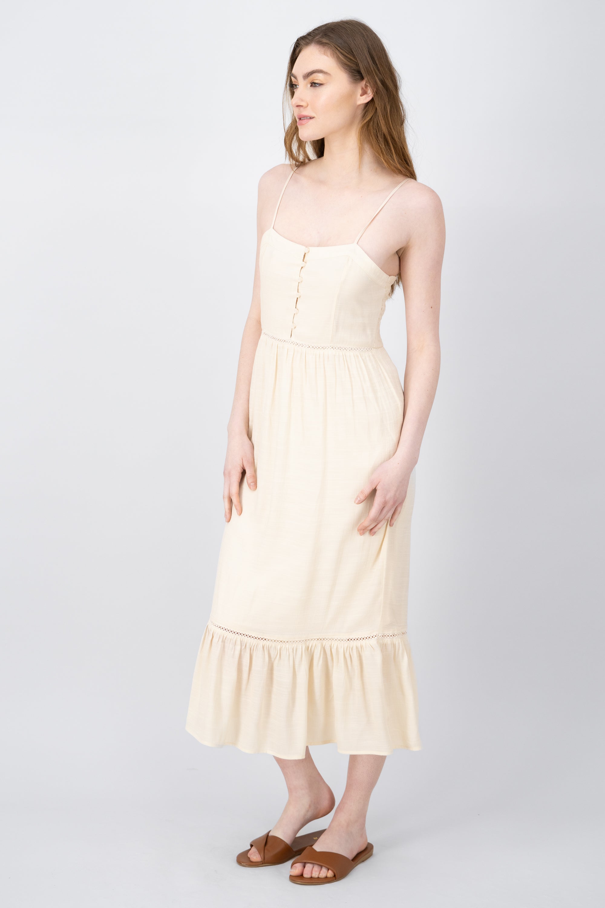 Vestido maxi detalle olan CREMA