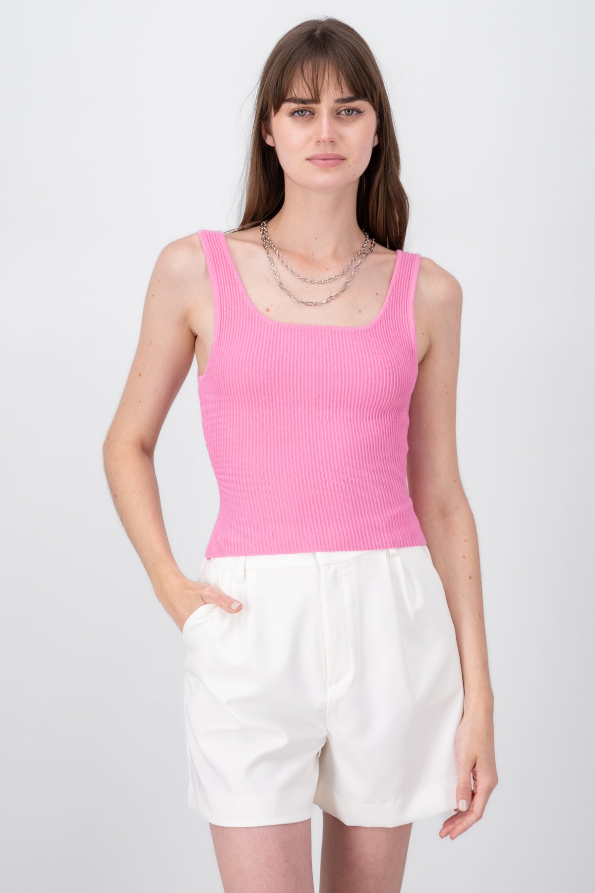 TOP SEAMLESS CON TEXTURA ROSA