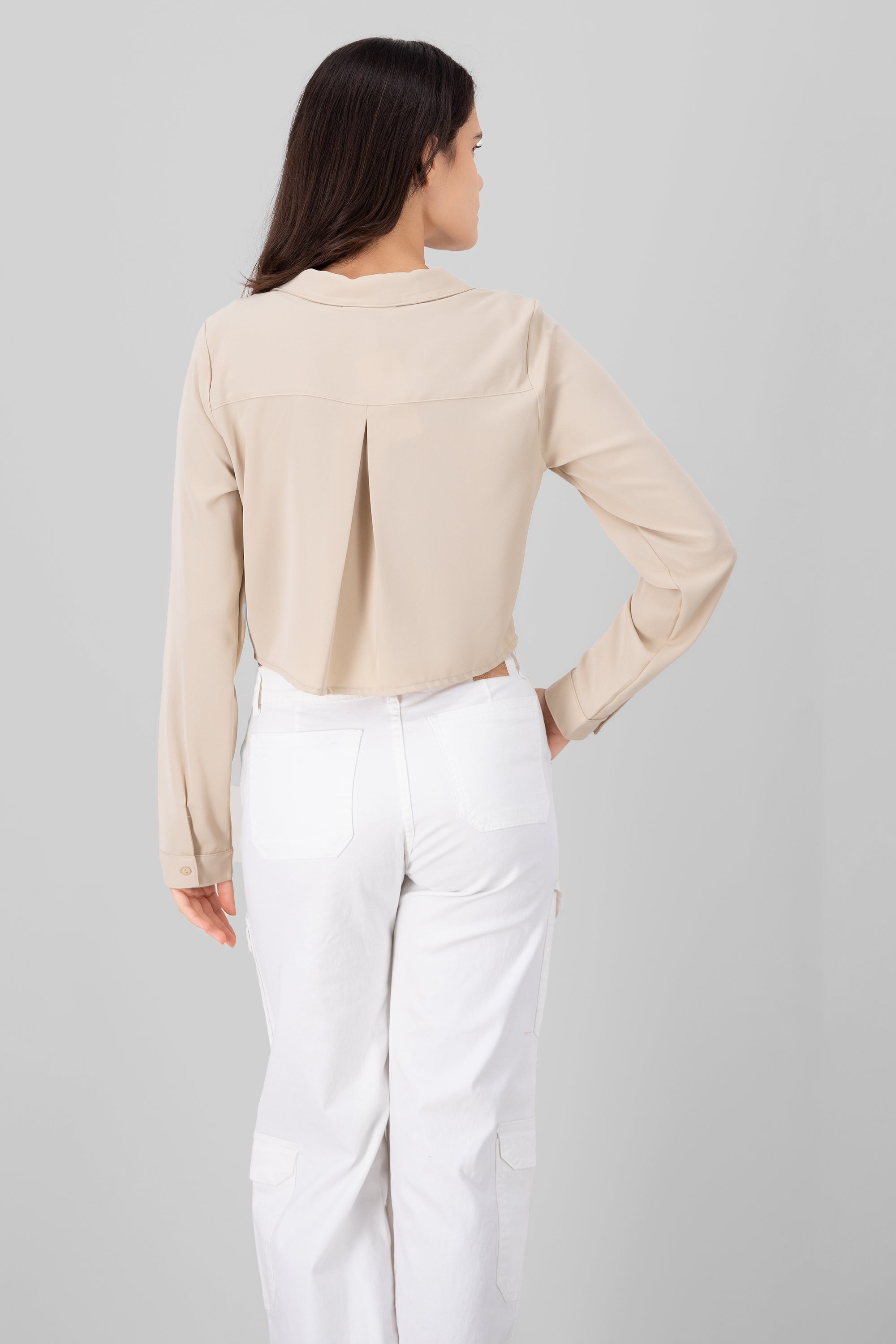 Camisa Lisa Manga Larga BEIGE