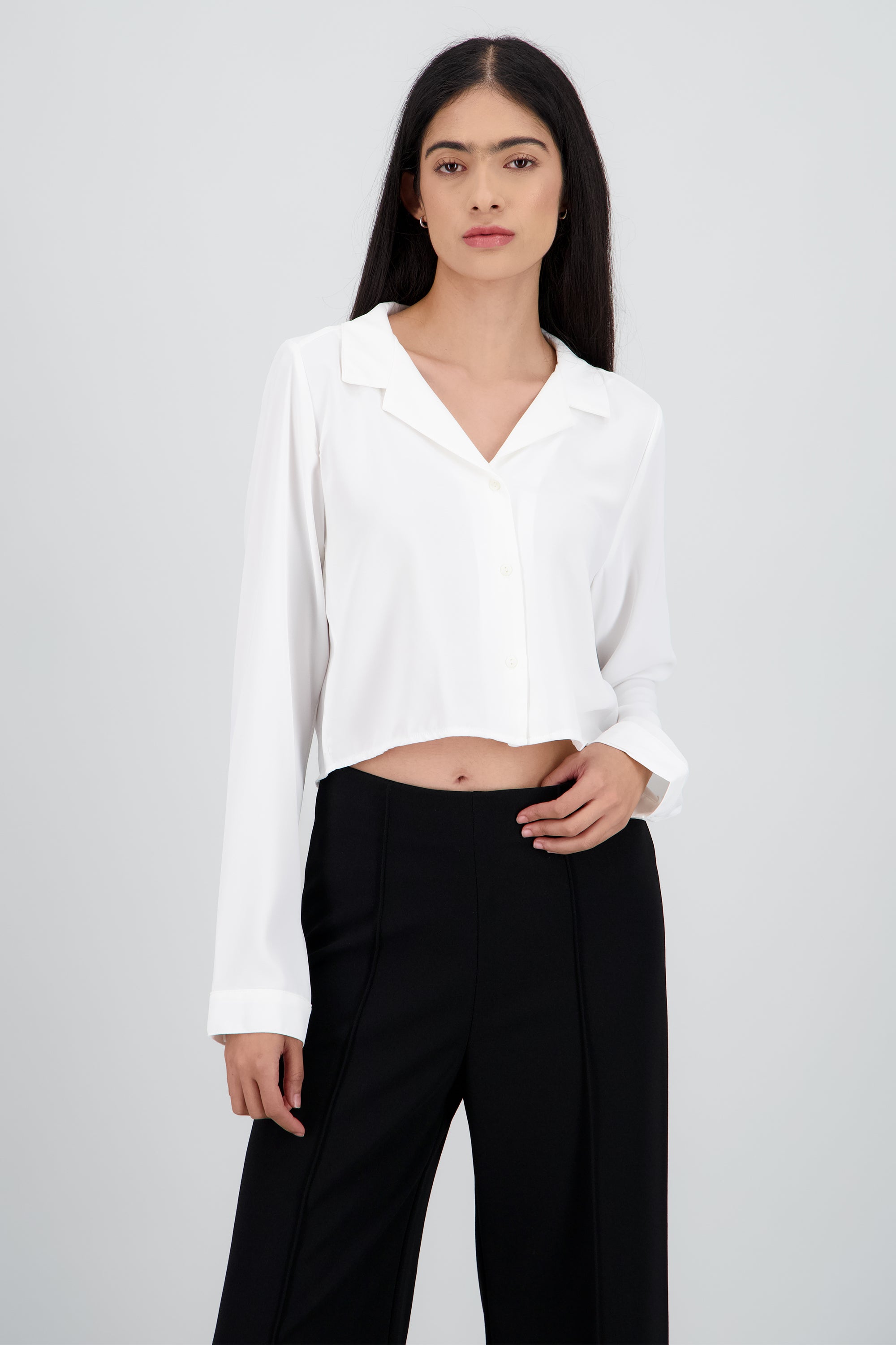 Camisa Lisa Manga Larga BLANCO