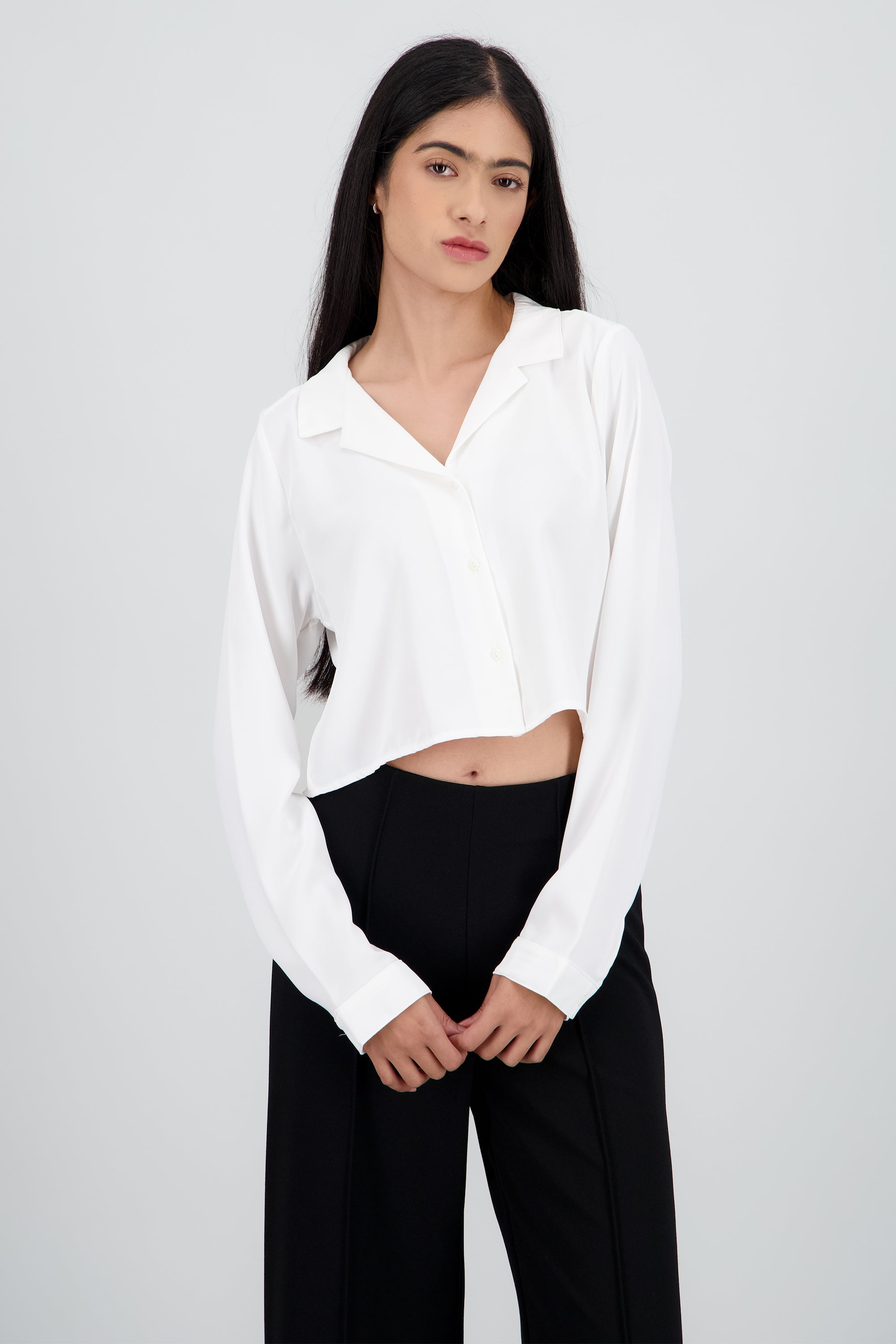 Camisa Lisa Manga Larga BLANCO