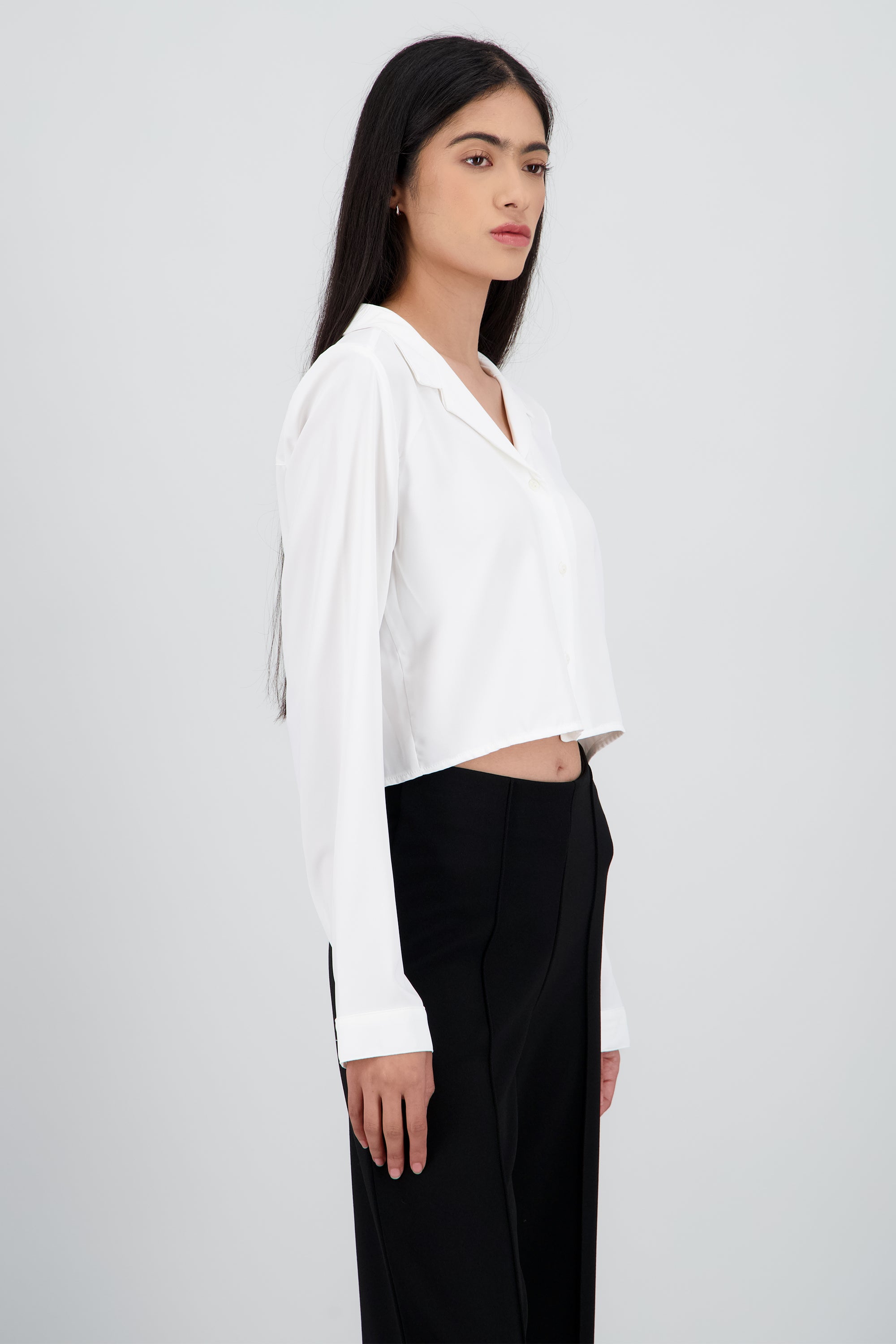 Camisa Lisa Manga Larga BLANCO