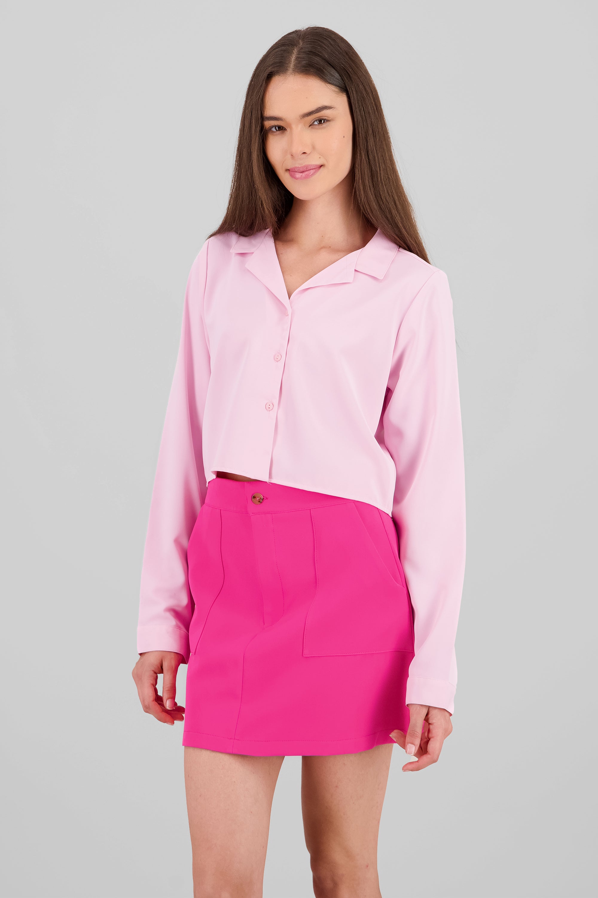 Camisa Lisa Manga Larga ROSA PASTEL