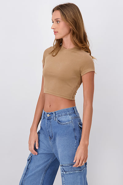 Top Liso Cuello Redondo BEIGE