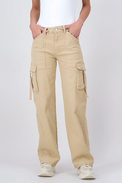 Pantalón Wide Leg Cargo KHAKI