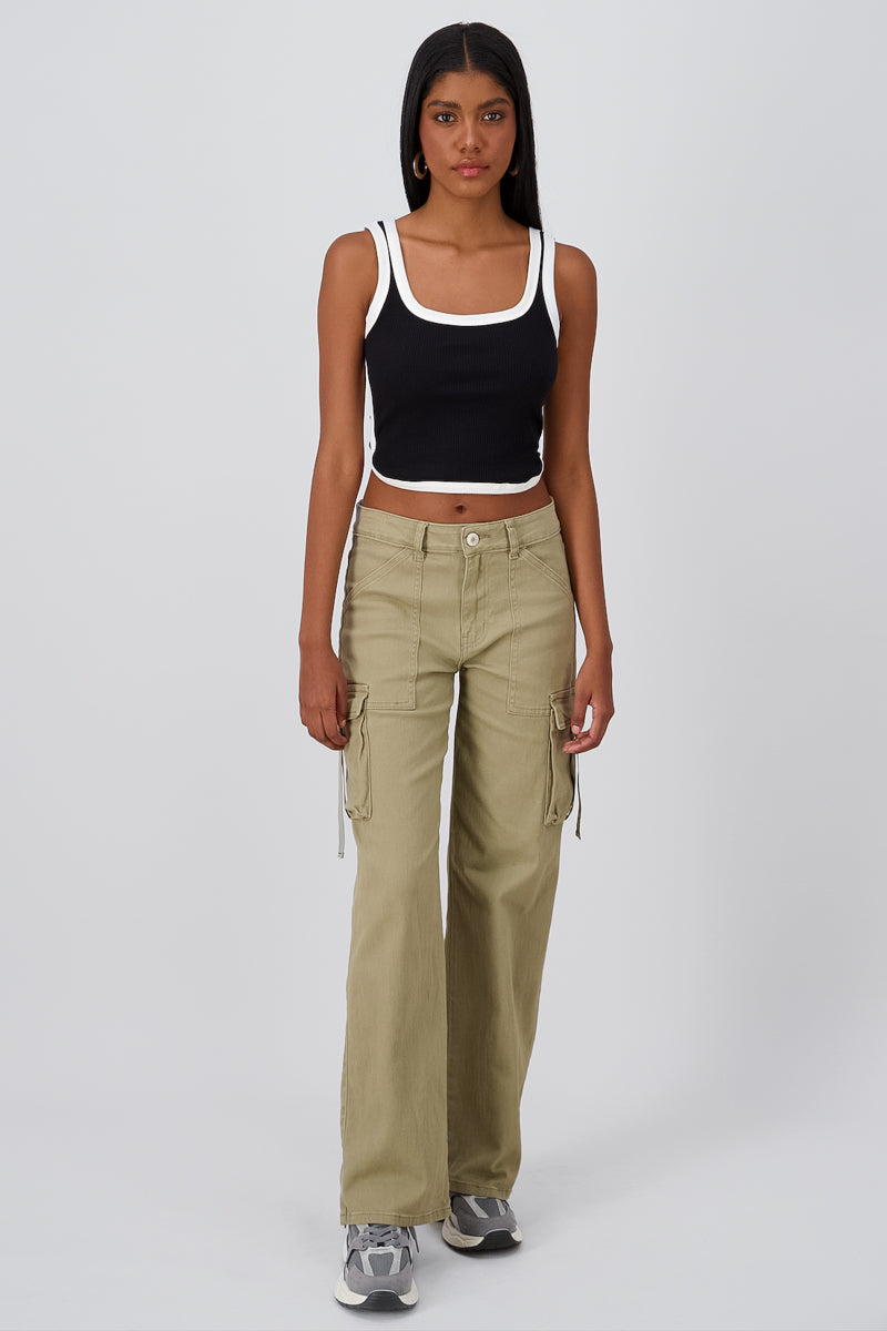 Pantalón Wide Leg Cargo VERDE