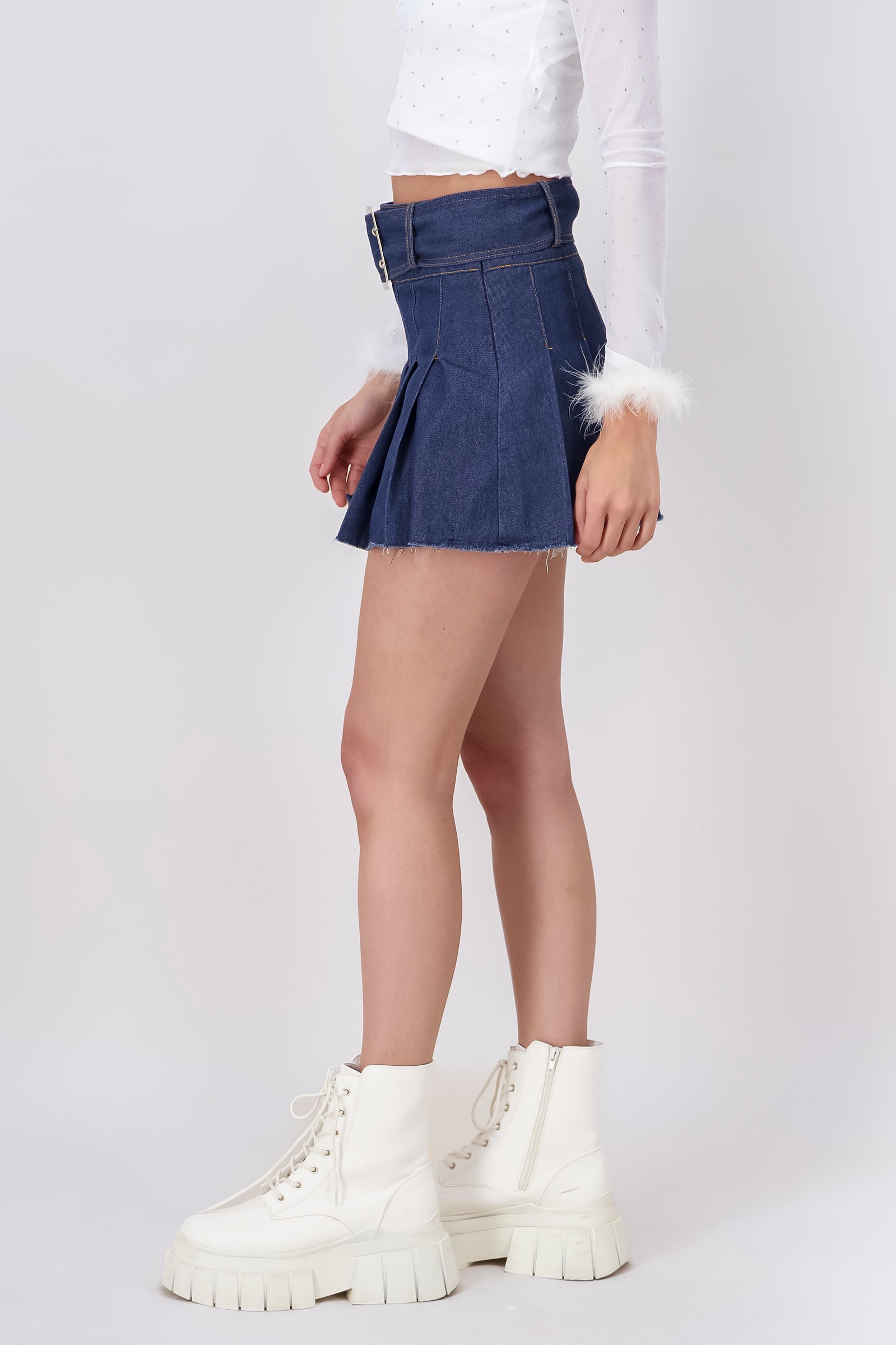 Falda Mini Denim Tableada MEDIUM WASH