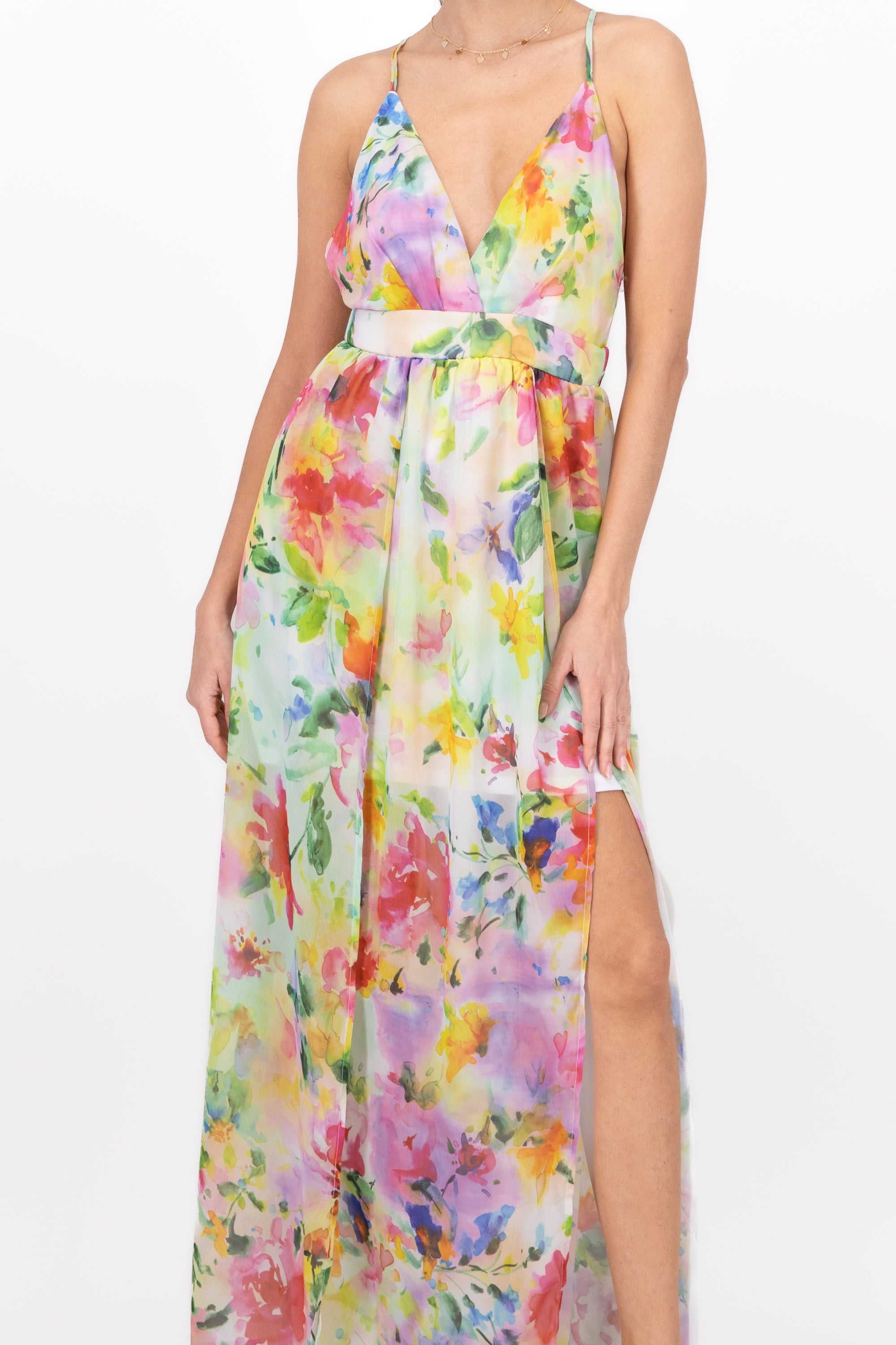 Vestido Maxi Tirantes Flores MULTICOLOR