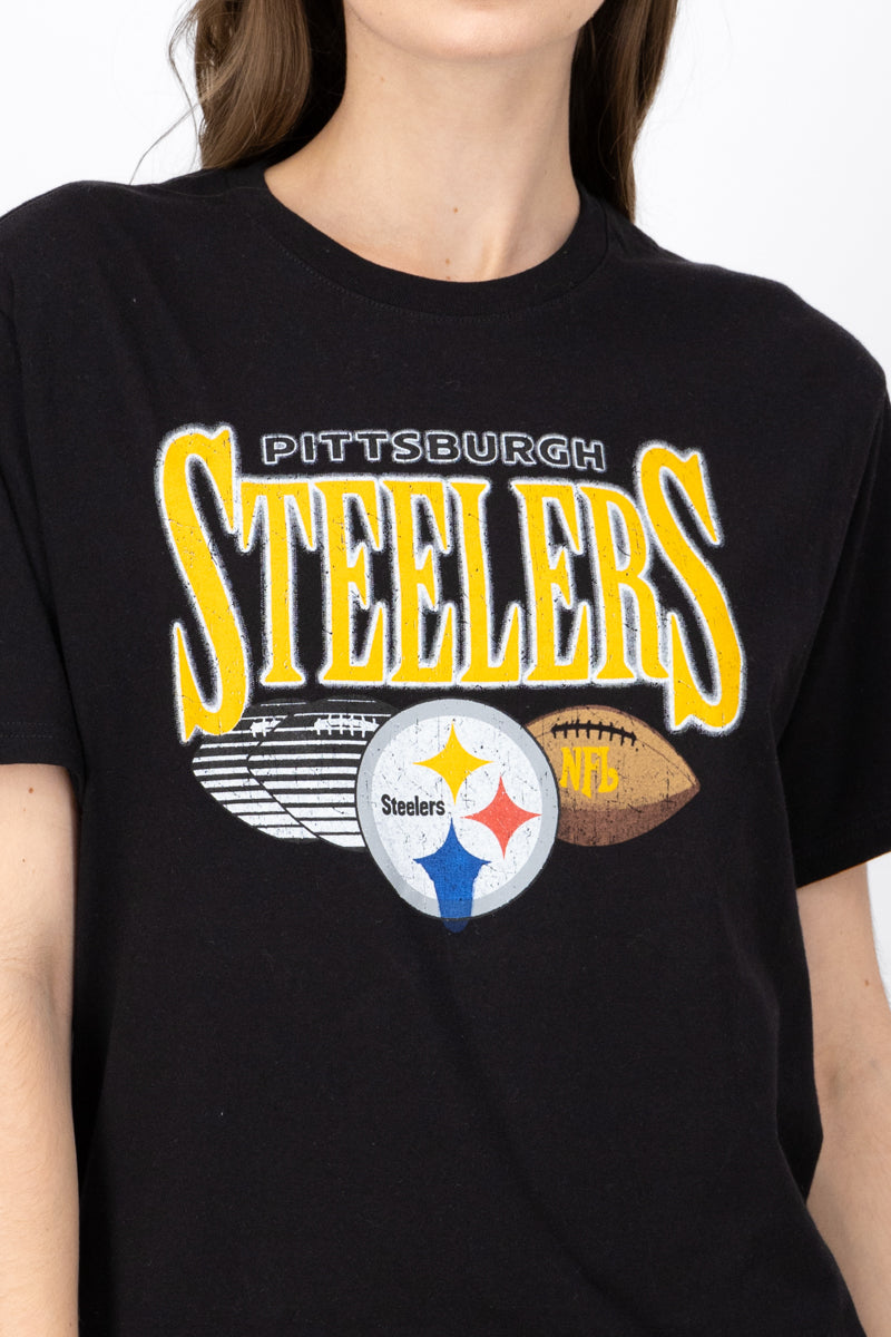 Playera Steelers Manga Corta Over NEGRO