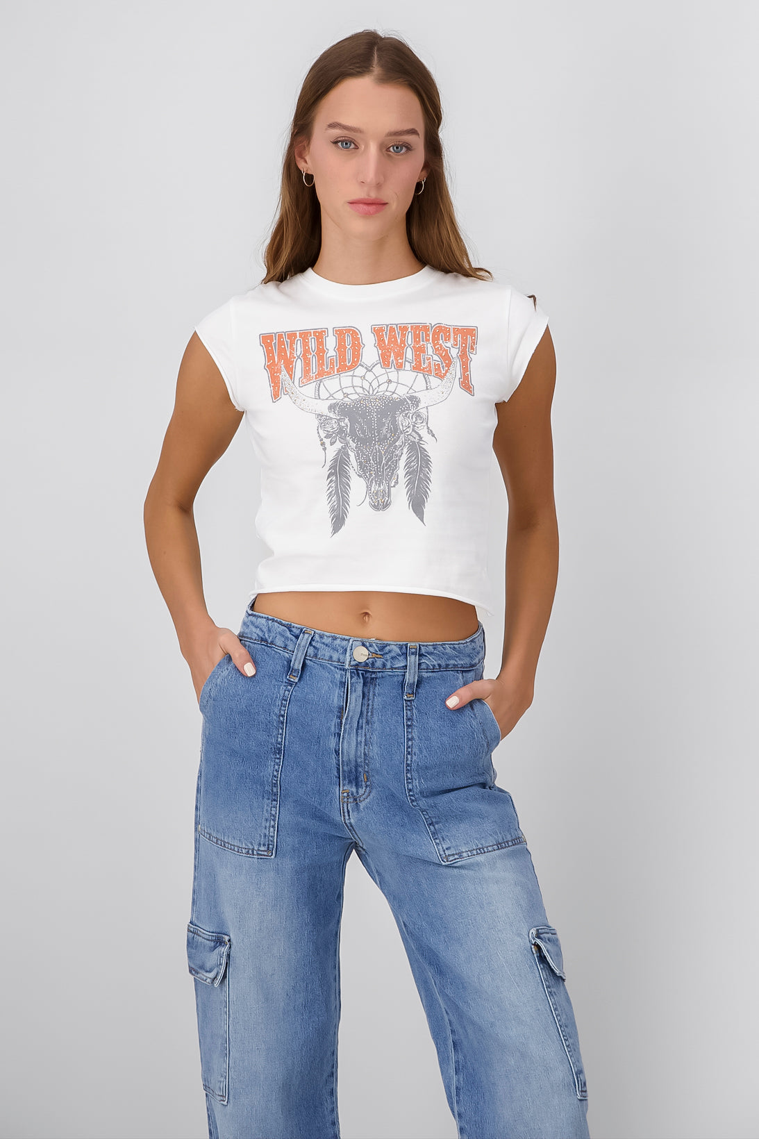 Top wild west brillos BLANCO