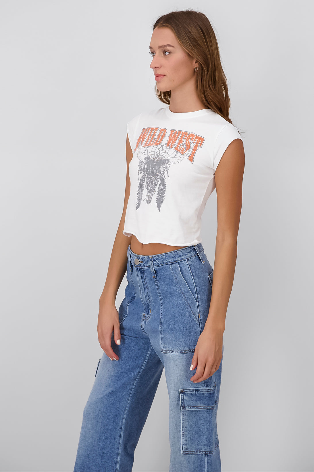 Top wild west brillos BLANCO