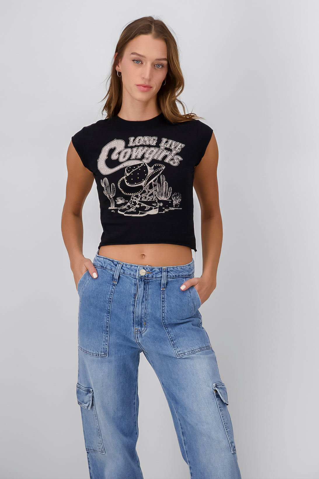 Top cowgirls brillos NEGRO