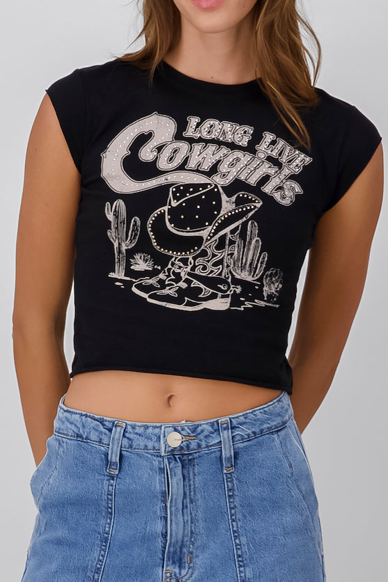 Top cowgirls brillos NEGRO